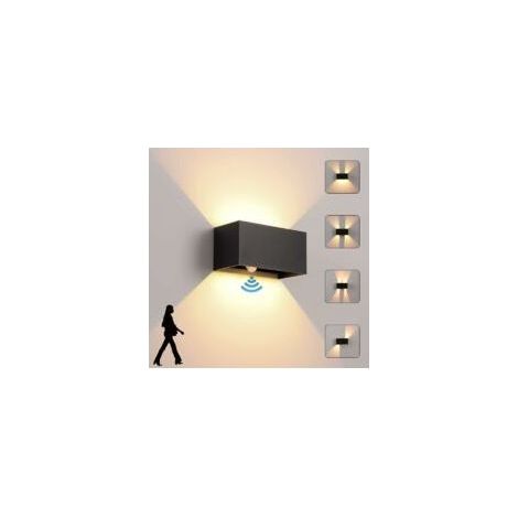 Applique Murale intérieur/Extérieur avec Détecteur de Mouvement,LED 24W Moderne Luminaire Murale,Éclairage Mural Etanche IP65 3000K Blanc chaud,Appliques Murales avec Angle de Faisceau (1/5)