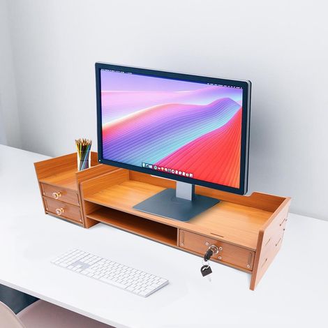 Hölzerne Schreibtisch-Organisation mit Schubladen Bürobedarf Computer Schreibtisch Tischplatte (1/5)