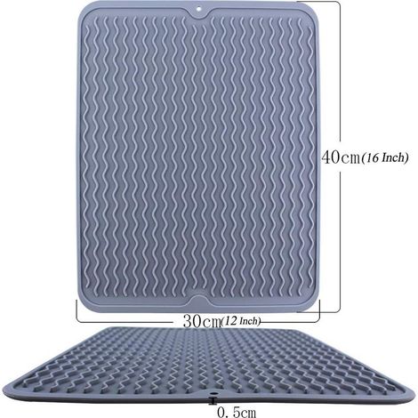 Tapis d'égouttage en silicone pour la vaisselle, égouttoir de cuisine, tapis d'évier, grand tapis d'égouttage (1/3)
