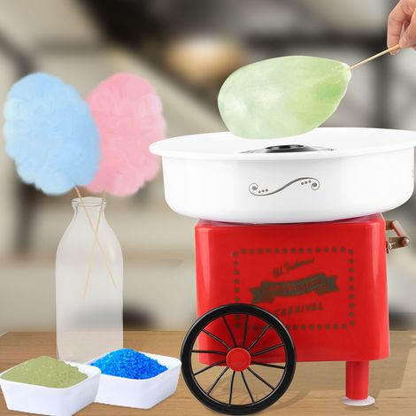Skecten Máquina de algodón de azúcar de 500 vatios, máquina de carrito de algodón de azúcar, feria de diversión de cumpleaños para niños - rojo (1/5)