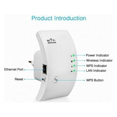 Répéteur WiFi Amplificateur WiFi 300Mbps Couvre Jusqu'à 200㎡, WiFi Extender Booster Point d'Accès Port, Augmente la Couverture WiFi,Compatible avec Toutes Les Box Internet, Ethernet Port, WP (1/3)