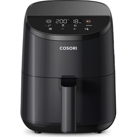 COSORI Friggitrice ad Aria 2 Litri con 30 Ricette Online,Air Fryer Risparmio Energetico,97% Meno Olio con 4 Funzioni,1 Porzione,75-205 gradi C,Lavabile in Lavastoviglie,900W,CAF-LI211