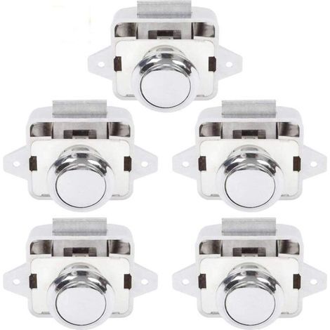 Bouton Poussoir Camping Car - Serrure Loquet Porte Fermeture Placard Bouton pour RV caravane de moteur 5 pièces Argent (1/4)