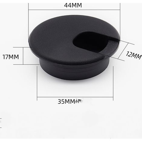 CCYKXA 10er-Packung Schreibtischdurchführungen, 35 mm Schreibtischkabeldurchführung, ideale Lösung für Büro- und Heimtischkabel, mit Lochsäge (Schwarz, 35 mm) (1/3)