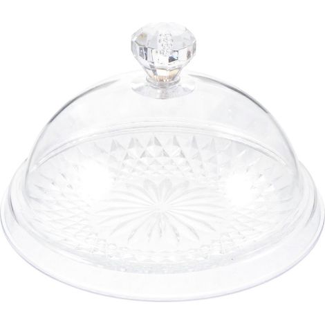 plateau de service à gâteau en plastique lisse, style occidental, rond-16X16X11CM-Transparent (1/4)