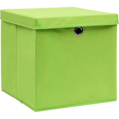 Maison Exclusive - Boîtes de rangement avec couvercles 10pcs Vert 32x32x32cm Tissu