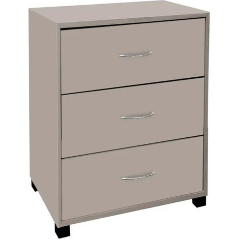 Kommode Gaia in tortora, 50 x 40 x 64 cm, 3 Schubladen, modernes Design