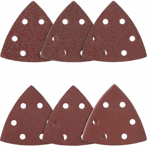 Delta-Triangles de Ponçage │ Feuilles Abrasives │ Papier Abrasif │ 6 trous │ 90 x 90 x 90 mm │ grain 120 50 pièces (1/5)