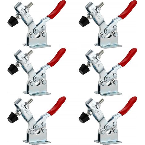 Lot de 6 Pinces à serrage rapide horizontales, acier galvanisé, capacité 90 kg, pour usinage et travail du bois (1/5)