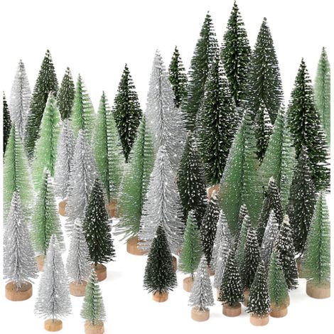 Arbre De Noël Miniature - 30 Pièces - Base En Bois - Pour Décoration De Table - Artisanat Hivernal - Lot Complet (1/5)