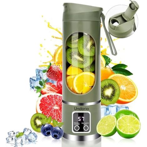 Mélangeur portable sans fil pour milkshakes et smoothies, 12 lames rechargeables par USB, petit mélangeur personnel de 473,6 g pour glace et fruits congelés, compact et facile à nettoyer (1/5)