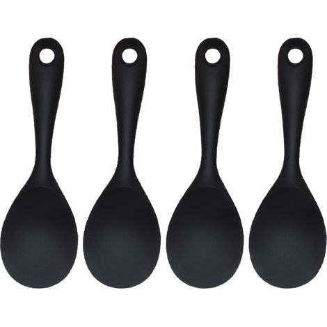 Ensemble de cuillères à riz en silicone, antiadhésives et résistantes à la chaleur, pour le riz, la purée de pommes de terre et plus encore (Noir)