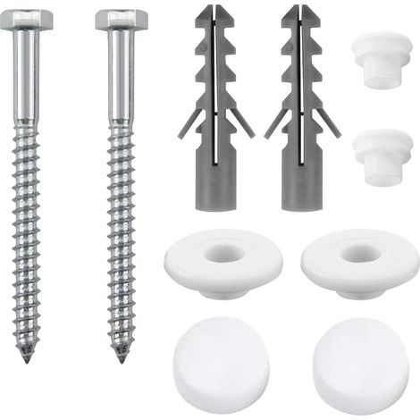 Kit de fixation universel pour WC - Boulons d'ancrage pour bidet - Kit de fixation au sol pour lunette de toilette - Pièces de rechange pour salle de bain - Entretien professionnel à domicile (1) (1/5)