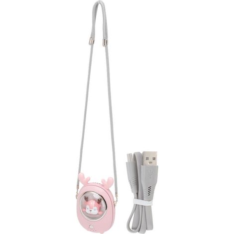 Ventilateur de cou portable sans pales, 3 vitesses, rechargeable USB, silencieux et multifonction pour animaux mignons
