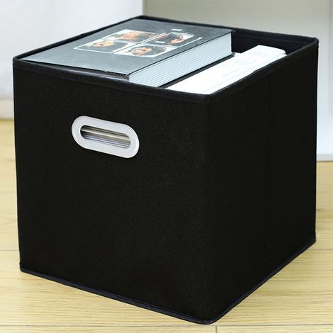 Cubes de rangement pliables en tissu de 28 cm avec poignées - Grands bacs de rangement pliables pour la maison et le placard - Noir