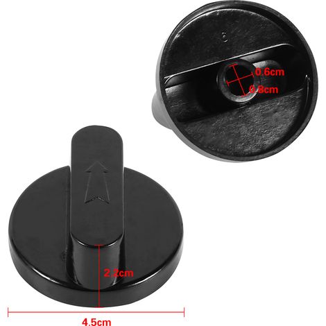Lot de 5 boutons de commande universels noirs pour four, cuisinière à gaz et gril, pour usage domestique et cuisine. (1/5)