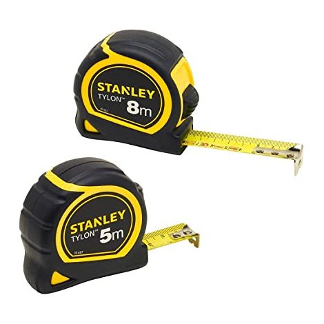 Stanley – Mètre ruban déroulant Tylon 5 et 8 mètres – Revêtement de lame Tylon™ résistant à l'abrasion – Précision de classe II – Crochet Tru-Zero™