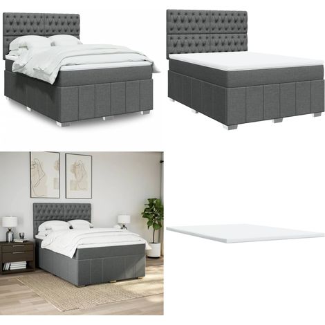 vidaXL Boxspringbett mit Matratze Dunkelgrau 140x200 cm Stoff (1/5)