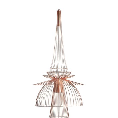 Lustre art déco en fer finition cuivre vieilli élégant - Cuivre vieilli élégant (1/5)