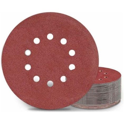 225-mm-Schleifscheiben, 25 runde Schleifpads, Körnung P120, 10 Löcher, für Langhalsschleifer, Trockenbauschleifer und Giraffenschleifer (1/5)