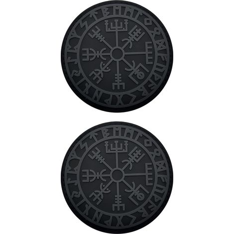 Lot de 2 écussons boussole en PVC polyvalent avec fermeture auto-agrippante pour jeans, gilets et vestes, Noir et Gris (1/5)