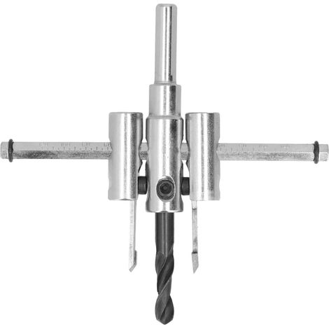 Kit 5 pièces scie cloche réglable 40-120mm trépan circulaire bois, foret perceuse rond découpe menuiserie outillage bricolage (1/5)