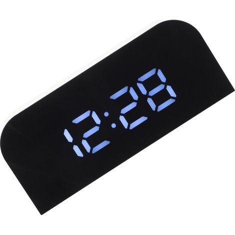 Réveil Numérique Noir Multifonction en Abs avec Double USB, Écran LED Miroir Lumineux, Réglage de Luminosité et Résistance à l'usure, pour Chambre et Bureau (1/5)