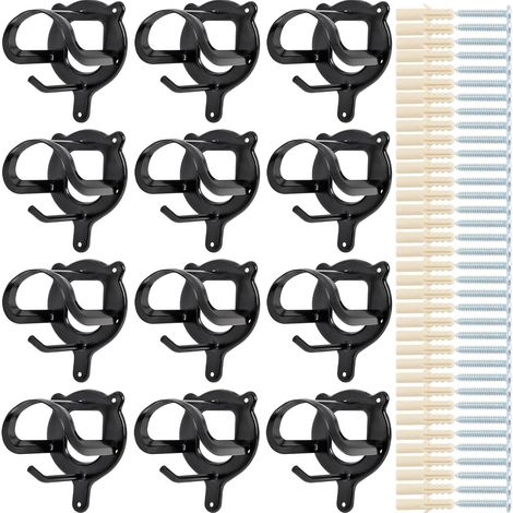 Lot de 12 Supports pour Bride de Cheval, avec Tube d'Expansion et Vis Porte-bride Mural pour Les Selles, Les Stalles, le Stockage des Cordes (1/5)