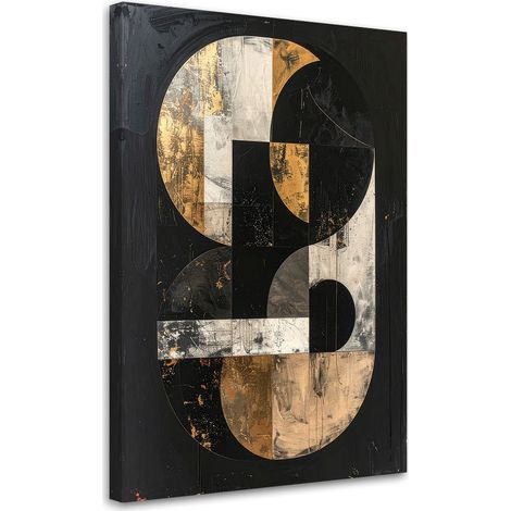 Quadro su tela, Astrazione geometrica in nero e oro in stile glamour, 20x30 (1/5)