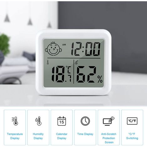 Thermomètre Hygromètre Numérique Intérieur LCD avec Indicateur Confort pour Maison Chambre et Salle de Bain