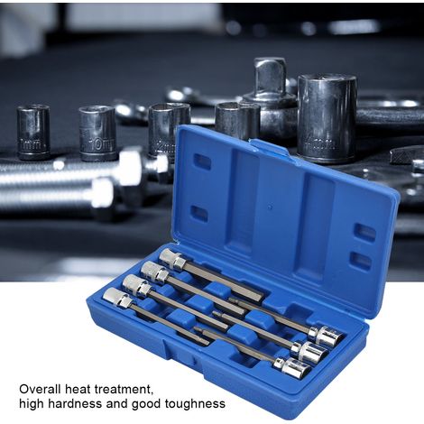 Coffret de 7 douilles à embout carré 3/8 et hexagonal 1/8 3/16 7/32 1/4 9/32 5/16 3/8 à longue extension (1/5)