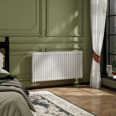 AICA Traditioneller 3-Säulen Heizkörper 600x1190mm Weiß aus Stahl