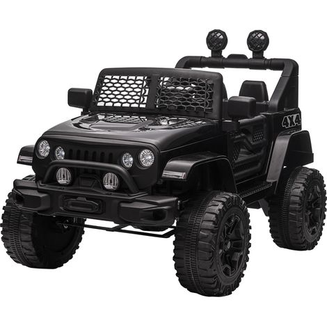 Voiture électrique enfant 12V télécommandée 4 roues suspension clignotants klaxon MP3 vitesse 3-5 km/h 3-6 ans noire
