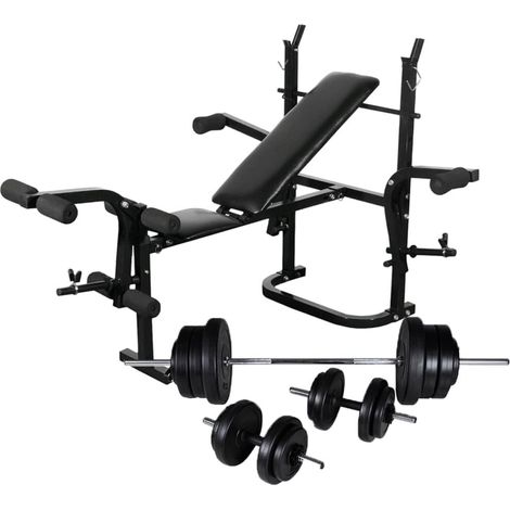 Banco de entrenamiento con soporte de pesas y juego de mancuernas de 60,5 kg 020000020 (1/5)