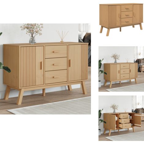 Buffet OLDEN marron 114x43x73,5 cm bois massif de pin - Buffet - Armoire De Rangement - Meuble Tv - Mobilier Scandinave - Meuble Entrée (1/5)