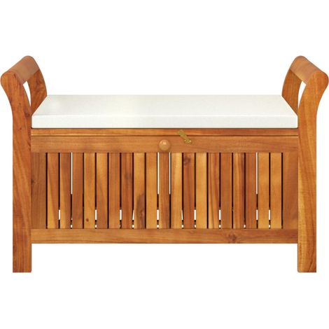 Panca da giardino mobili da giardino per esterni terrazza portaoggetti con cuscino 91 cm legno di acacia 020011810