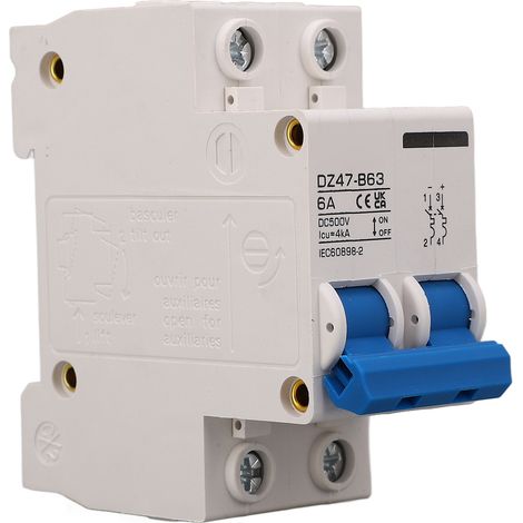 Disjoncteur miniature DZ47 B63 2P type B CC pour système photovoltaïque 500 V (1/5)