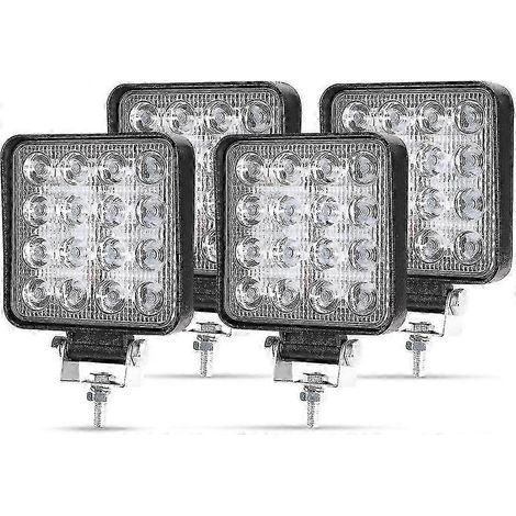 Set mit 4 LED-Arbeitsscheinwerfern 48W 12V/24V, IP67 wasserdicht, fokussierter/flexibler Lichtstrahl, kompatibel mit Autos, LKWs, SUVs und Booten. (1/4)