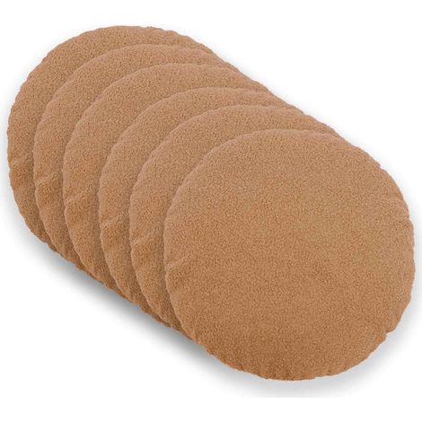 Cushion Cover 6 pcs HEERLEN Beige Ø 40 cm Bouclé vidaXL