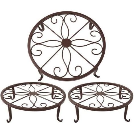 Support pour pot de fleurs en bronze 23 x 23 x 11,5 cm, support pour plantes succulentes d'intérieur et d'extérieur, 3 pièces