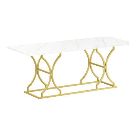 Tables de salle à manger Effet marbre moderne 200x80 cm Pieds métal doré