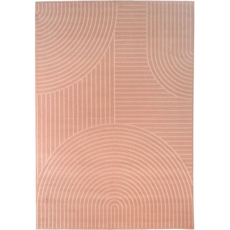 Tapis salon et chambre 200x290 rose rectangle tissé motif géométrique AF2 ARCROL
