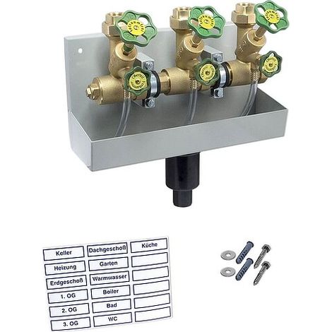 Kompakt-Wasserverteiler, Zulauf 1 1/4'' mit 3 Abgängen