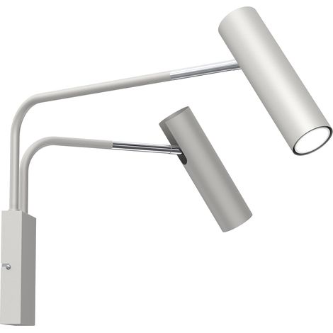 Applique lecture double tube gris clair/chrome GU10 Luminex