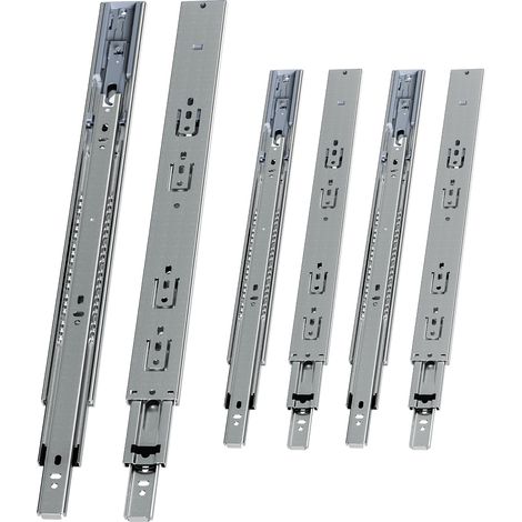 Randaco 3 Paar Schubladenschienen 450 mm Vollauszug, 3-teilig, Softclose mit Selbsteinzug, 45 kg Tragkraft, Schubladenauszug aus Stahl (1/5)