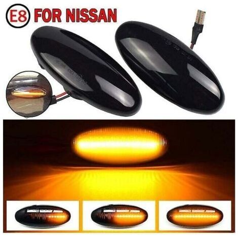 2 pièces LED clignotant de voiture dynamique marqueur latéral clignotant comtible avec Nissan Navara D22 NP300 Datsun Frontier Fiera PickUp (1/4)