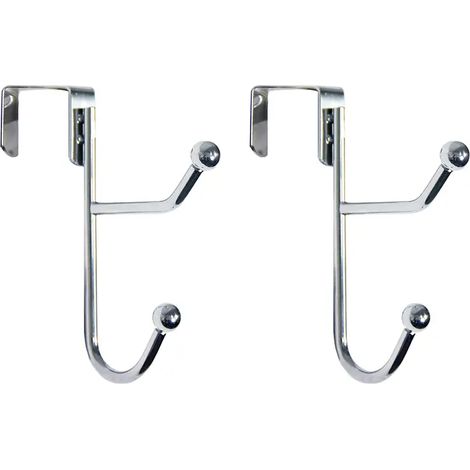 Crochets doubles metalliques pour porte sans perçage pour suspendre manteaux serviettes et accessoires gain de place immediat (1/5)