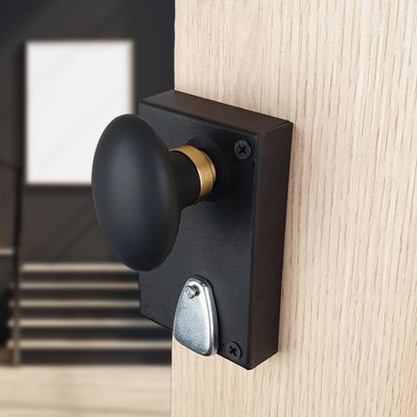 Ouvre&Déco – Boutons de porte intérieure OLIVES en porcelaine noire – Finition laiton poli doré – Carré 6/7mm – Saillie 53mm pour prise en main confortable