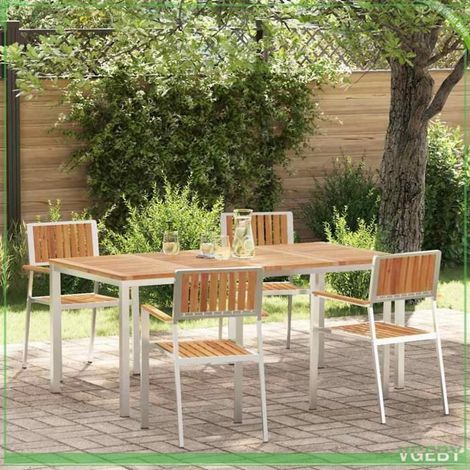 Ensemble de repas de jardin - 3334793 - Acacia massif - Structure inox - 4 places (1/5)