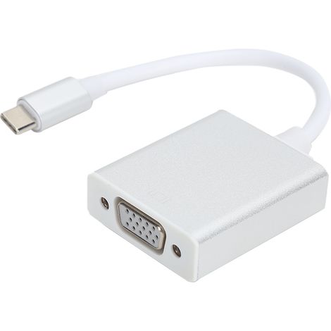 Adaptateur Type-C vers VGA Argent Compact Mâle/Femelle Compatible Mac OS X (1/5)